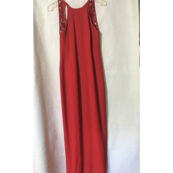 LAUNDRY BY SHELLI SEGAL Womens Long Red Party Dress Evening Gown-Size 4 - Picture 5 of 5